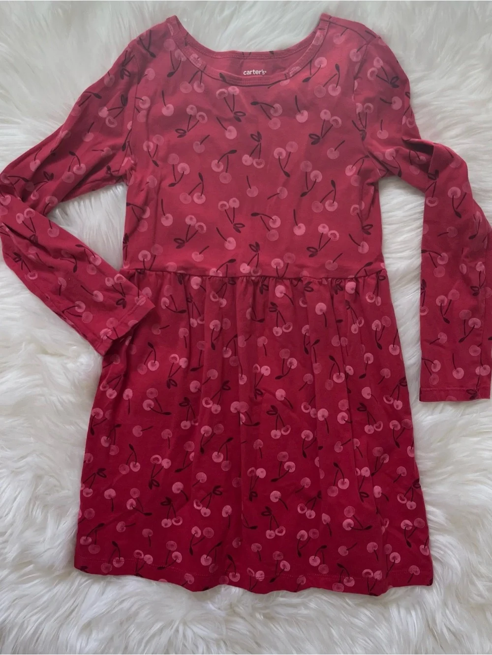 NWOT Red Cherry-Print Long Sleeve Dress